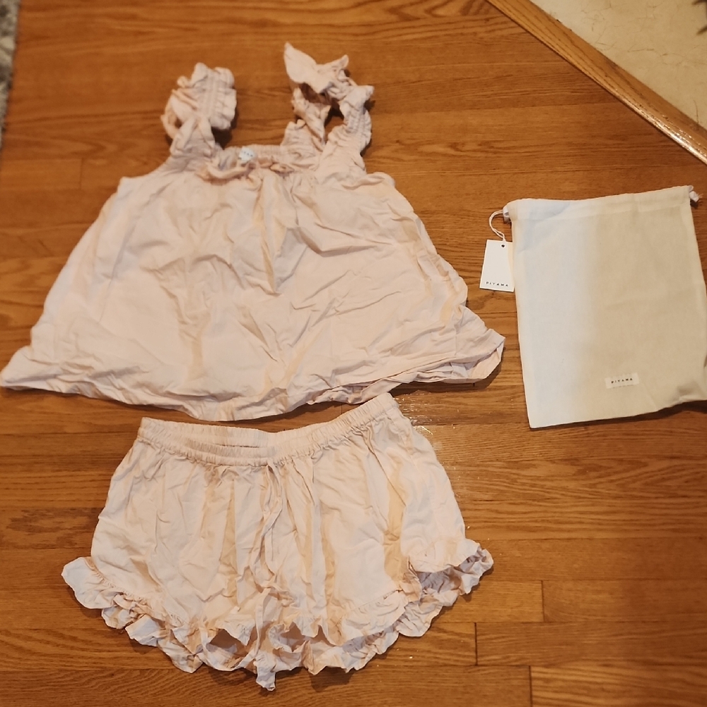 Nude Blush Ruffled Top and Shorts Set